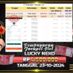 BUKTI JACKPOT SLOT LUCKY NEKO TERPERCAYA DI INDONESIA TGL 23-01-2025