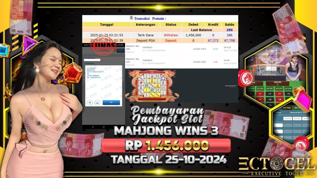 BUKTI JACKPOT SLOT MAHJONG WINS 3 TERPERCAYA DI INDONESIA TGL 25-01-2025