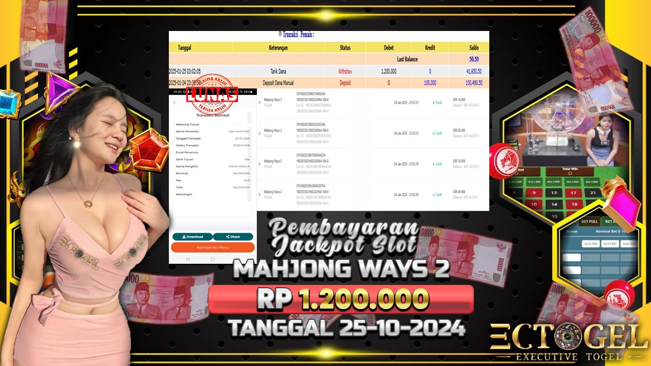 BUKTI JACKPOT SLOT MAHJONG WAYS 2 TERPERCAYA DI INDONESIA TGL 25-01-2025