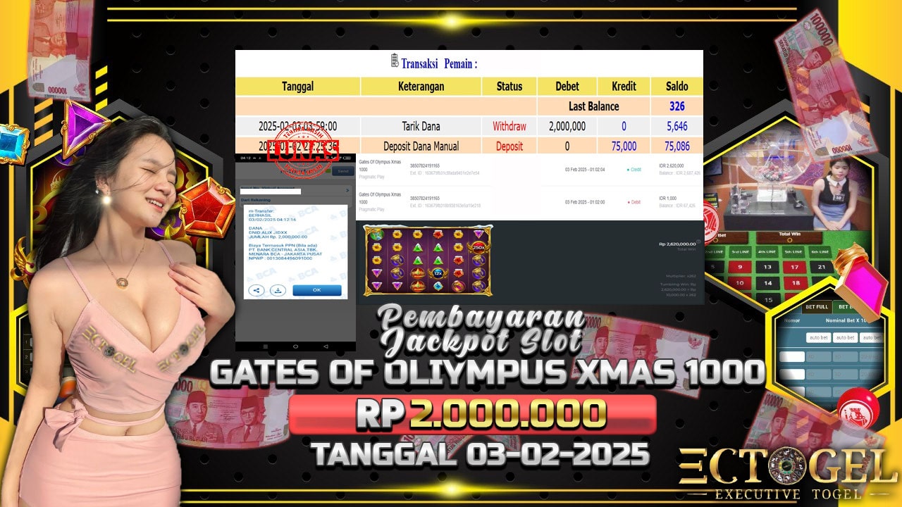 BUKTI JACKPOT SLOT GATES OF OLYMPUS XMAS 1000 TERPERCAYA DI INDONESIA TGL 03-02-2025