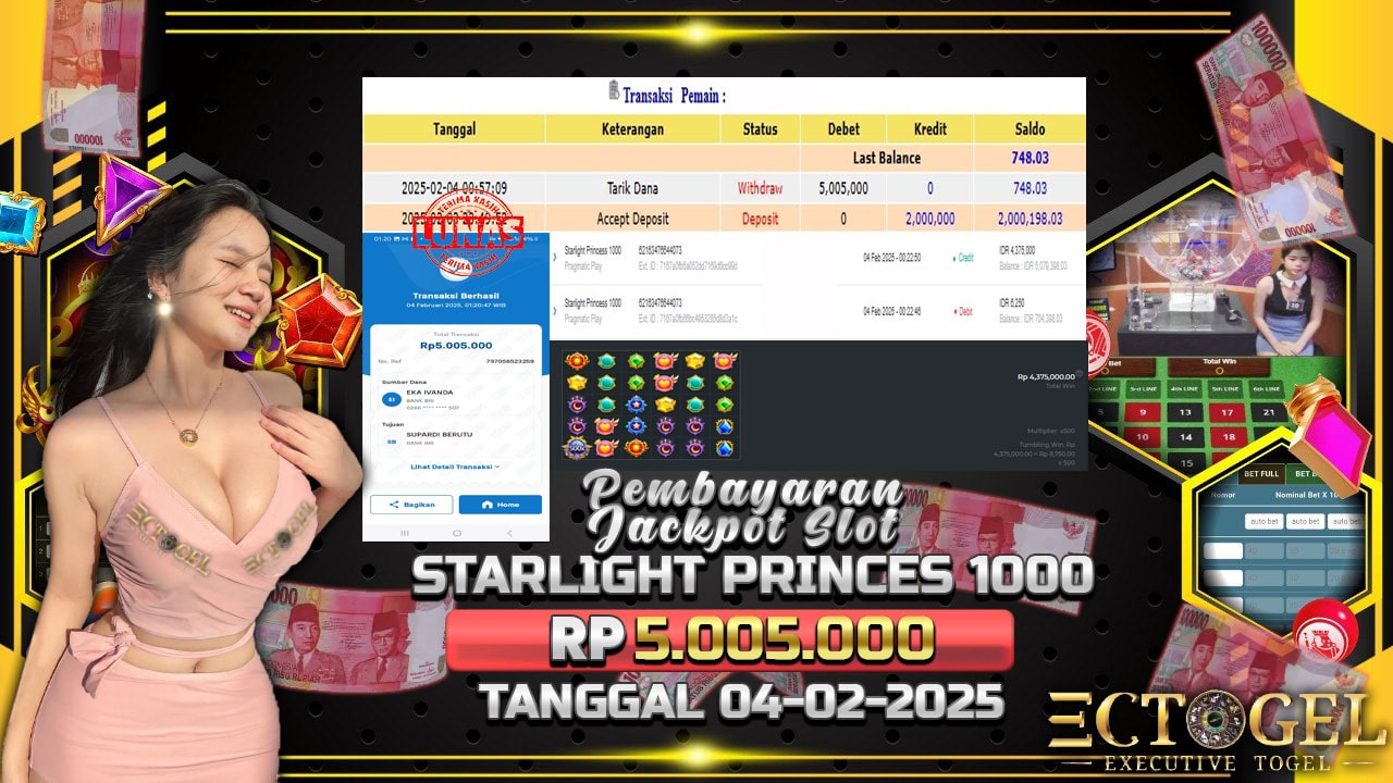 BUKTI JACKPOT SLOT STARLIGHT PRINCES 1000 TERPERCAYA DI INDONESIA TGL 04-02-2025