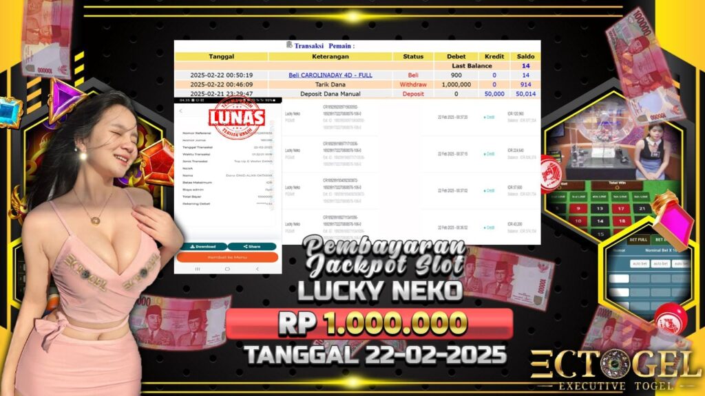 BUKTI JACKPOT SLOT LUCKY NEKO TERPERCAYA DI INDONESIA TGL 22-02-2025