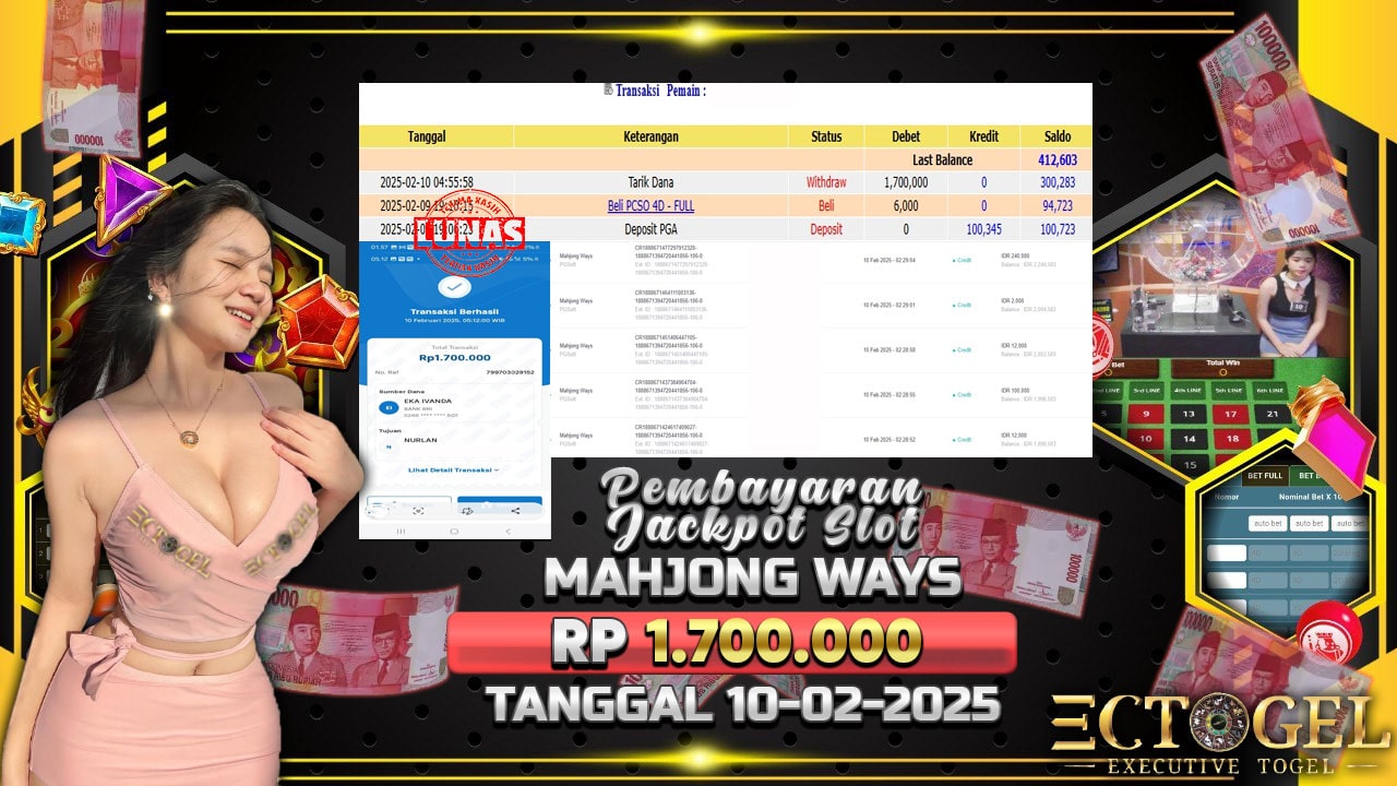 BUKTI JACKPOT SLOT MAHJONG WAYS TERPERCAYA DI INDONESIA TGL 10-02-2025