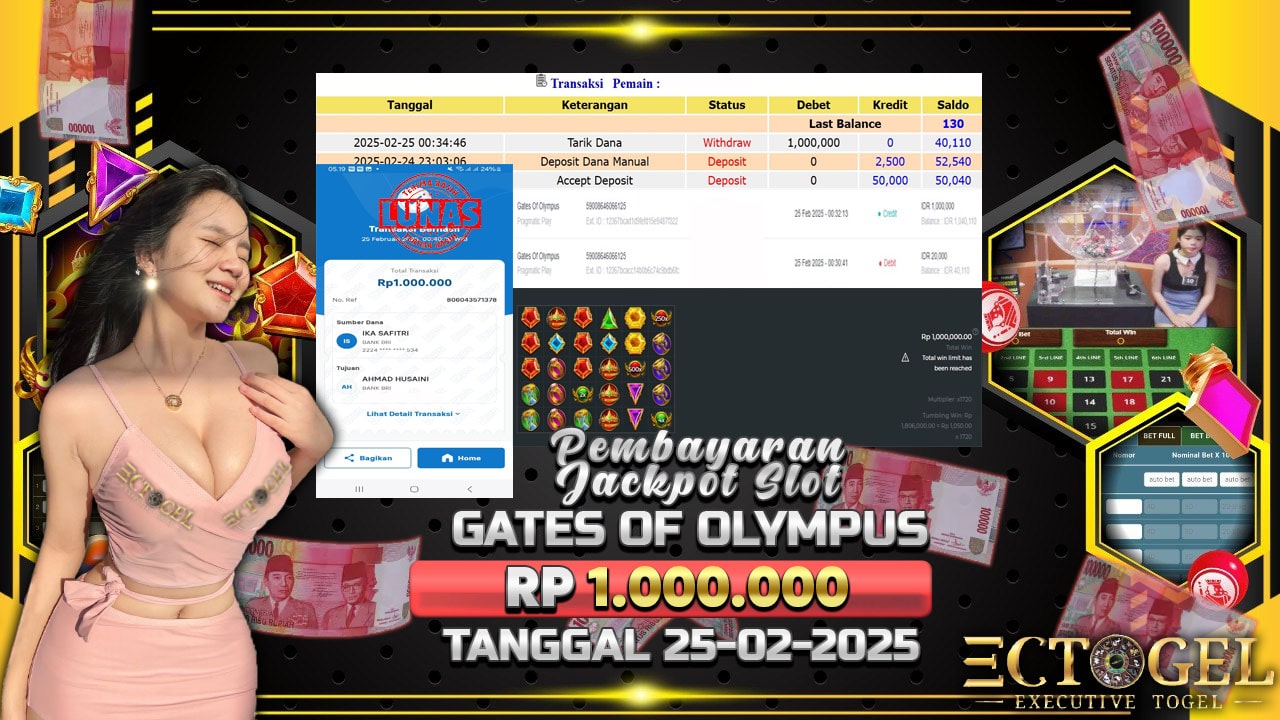 BUKTI JACKPOT SLOT GATES OF OLYMPUS TERPERCAYA DI INDONESIA TGL 25-02-2025