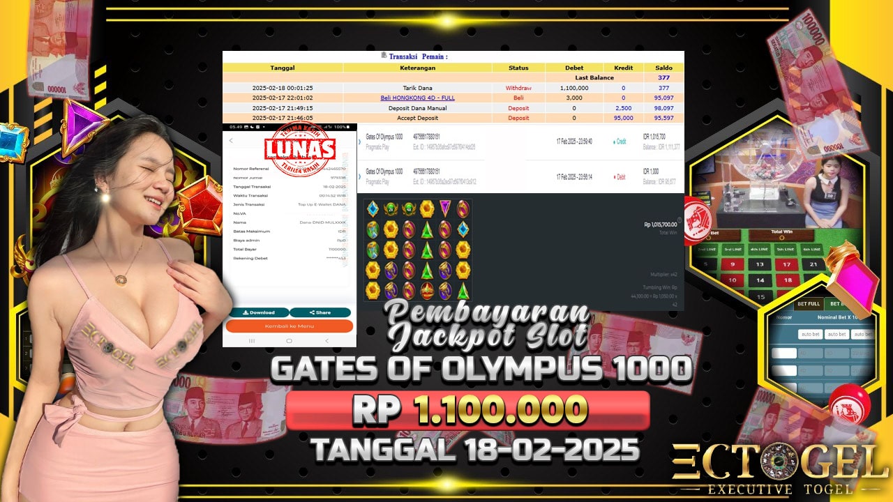 BUKTI JACKPOT SLOT GATES OF OLYMPUS 1000 TERPERCAYA DI INDONESIA TGL 18-02-2025