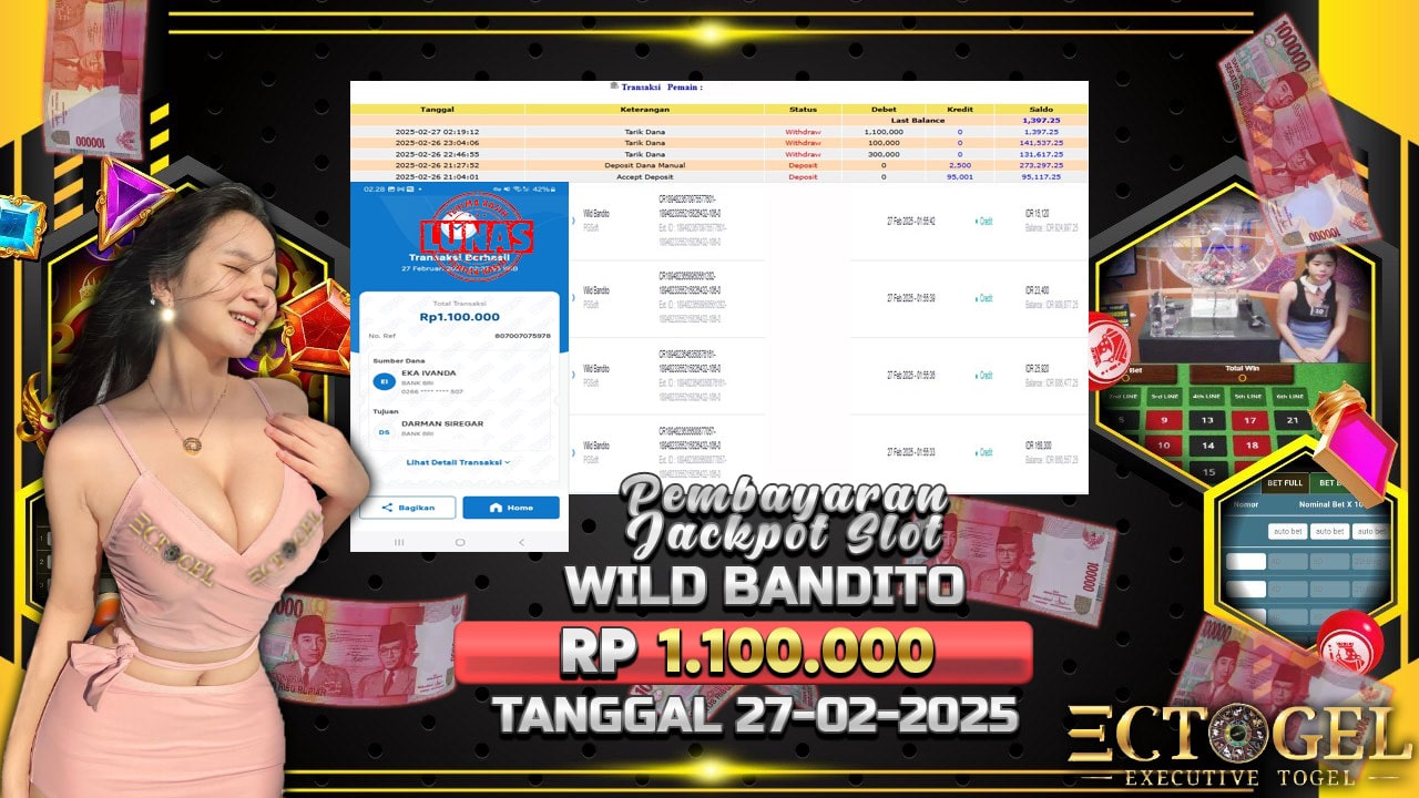 BUKTI JACKPOT SLOT WILD BANDITO TERPERCAYA DI INDONESIA TGL 27-02-2025