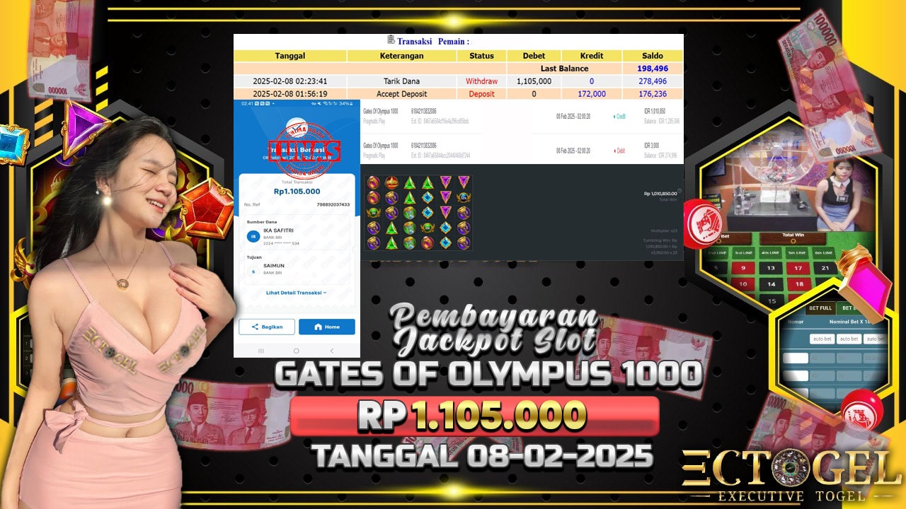 BUKTI JACKPOT SLOT GATES OF OLYMPUS 1000 TERPERCAYA DI INDONESIA TGL 08-02-2025