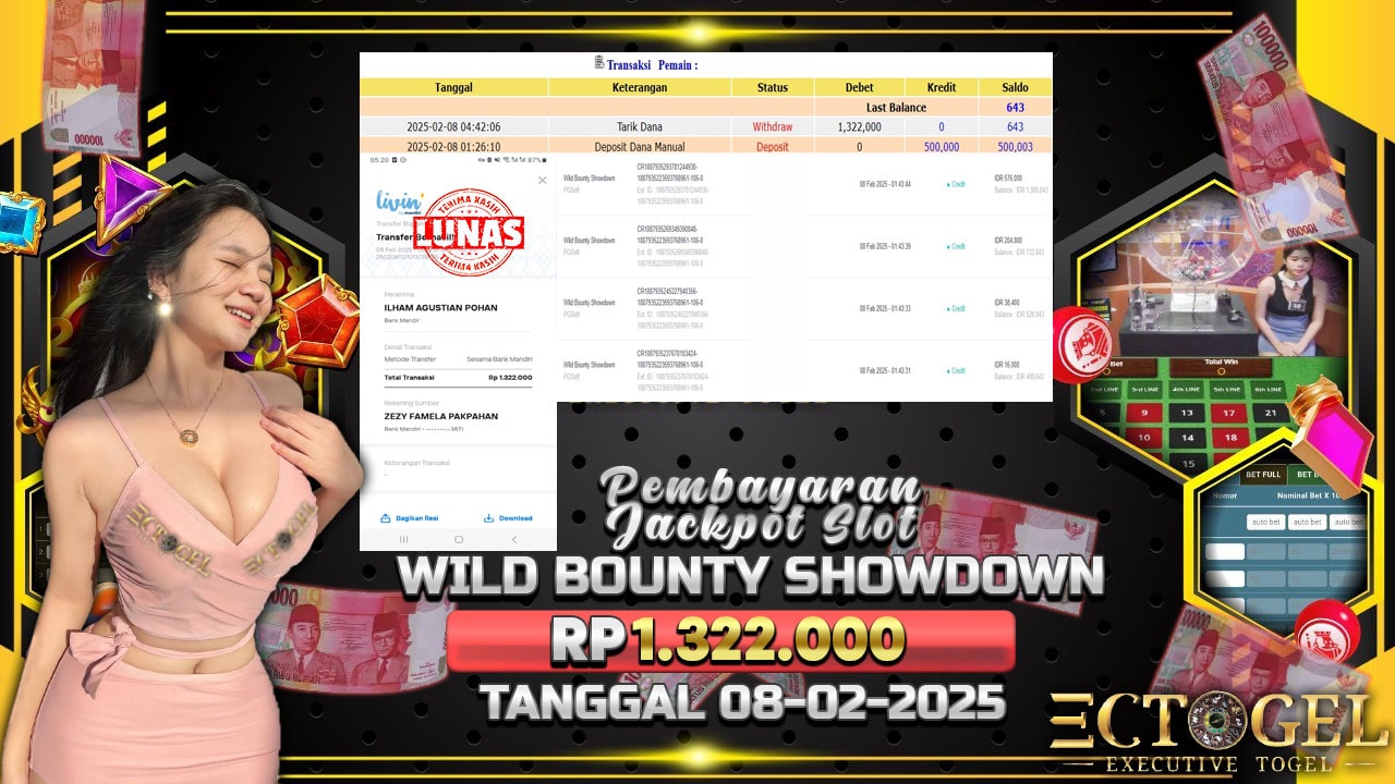 BUKTI JACKPOT SLOT WILD BOUNTY SHOWDOWN TERPERCAYA DI INDONESIA TGL 08-02-2025