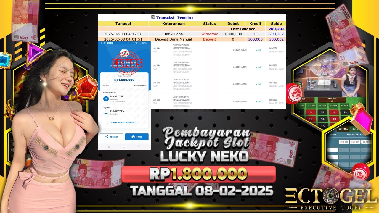 BUKTI JACKPOT SLOT LUCKY NEKO TERPERCAYA DI INDONESIA TGL 08-02-2025