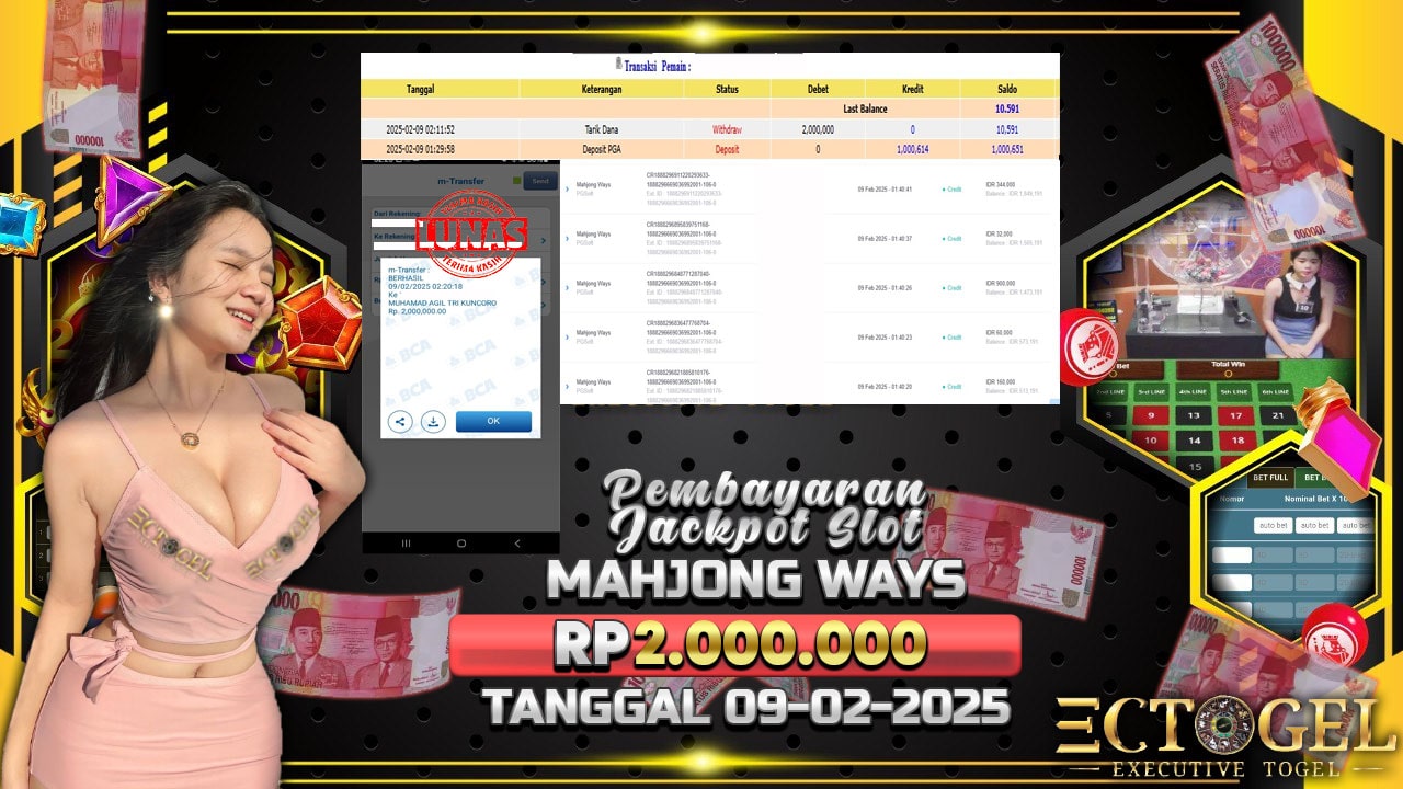 BUKTI JACKPOT SLOT MAHJONG WAYS TERPERCAYA DI INDONESIA TGL 09-02-2025