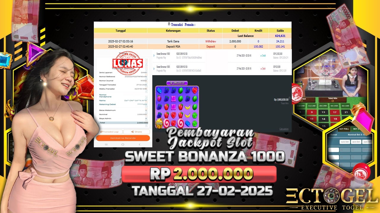 BUKTI JACKPOT SLOT SWEET BONANZA 1000 TERPERCAYA DI INDONESIA TGL 27-02-2025