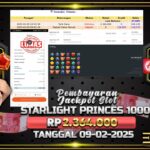 BUKTI JACKPOT SLOT STARLIGHT PRINCES 1000 TERPERCAYA DI INDONESIA TGL 09-02-2025