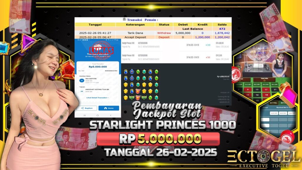 BUKTI JACKPOT SLOT STARLIGHT PRNCES 1000 TERPERCAYA DI INDONESIA TGL 26-02-2025