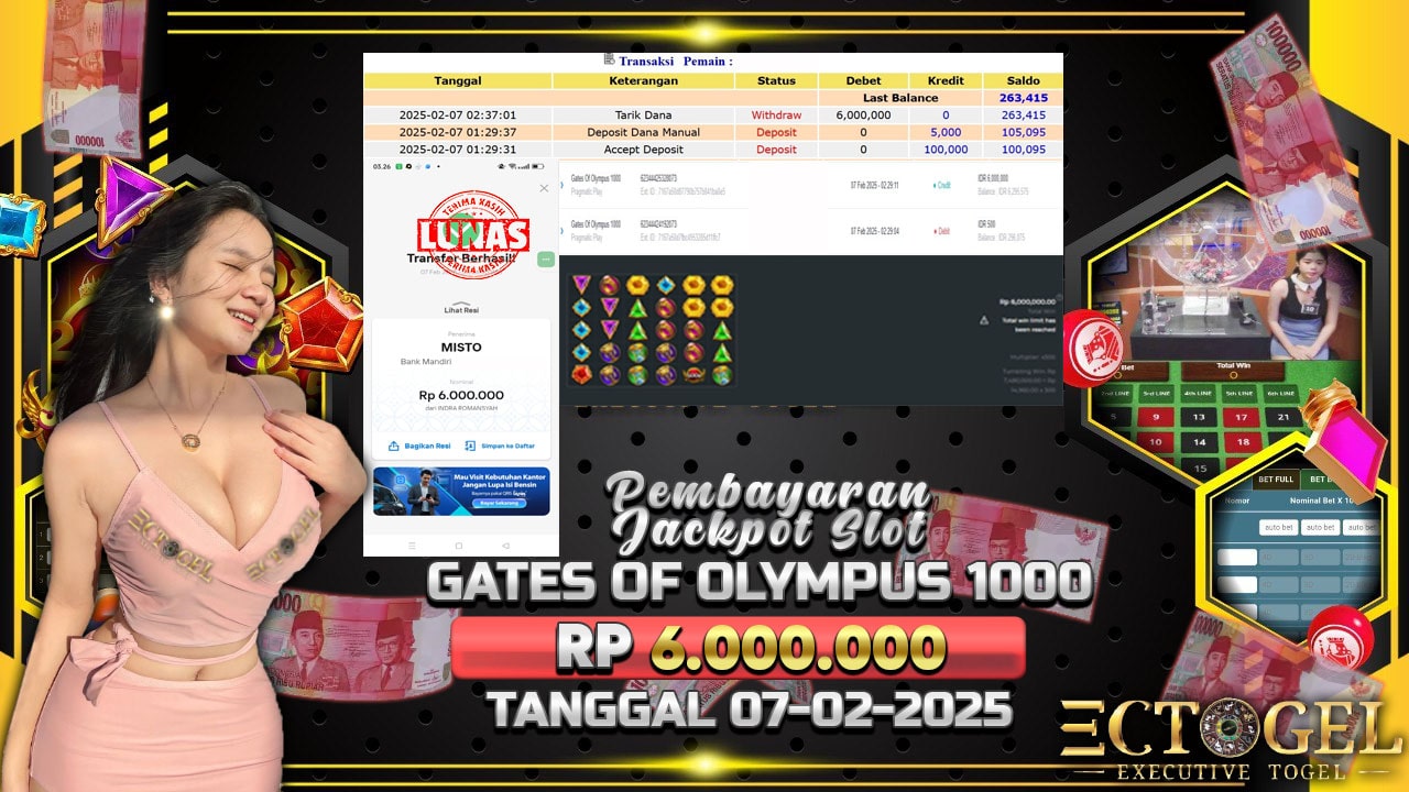 BUKTI JACKPOT SLOT GATES OF OLYMPUS 1000 TERPERCAYA DI INDONESIA TGL 07-02-2025