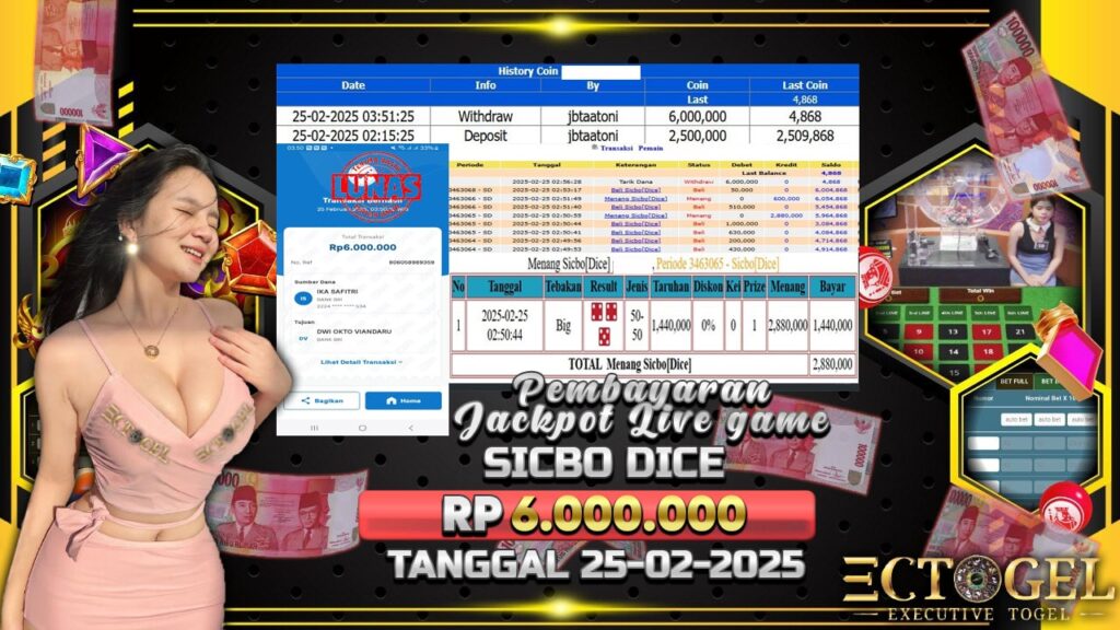 BUKTI JACKPOT SICBO DICE TERPERCAYA DI INDONESIA TGL 25-02-2025