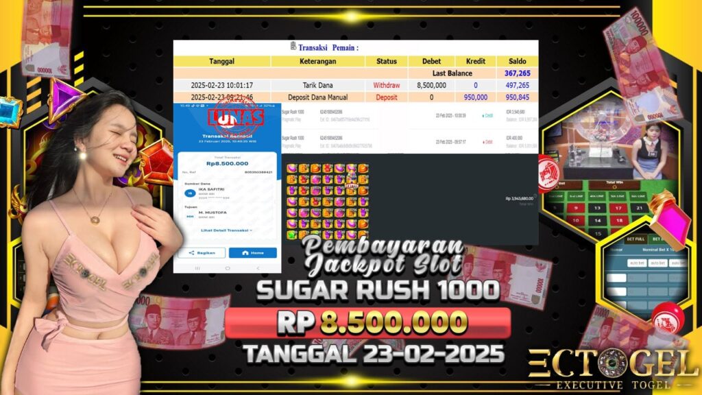 BUKTI JACKPOT SLOT SUGAR RUSH 1000 TERPERCAYA DI INDONESIA TGL 23-02-2025