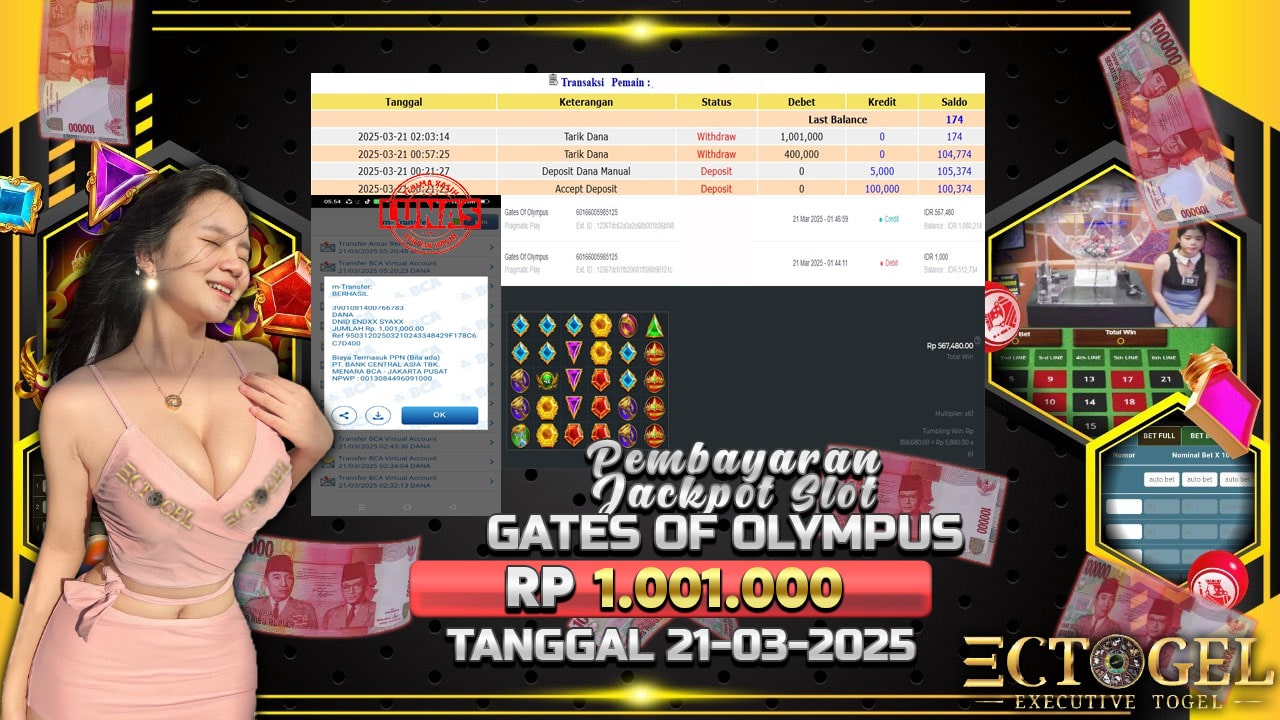 BUKTI JACKPOT SLOT GATES OF OLYMPUS TERPERCAYA DI INDONESIA TGL 21-03-2025