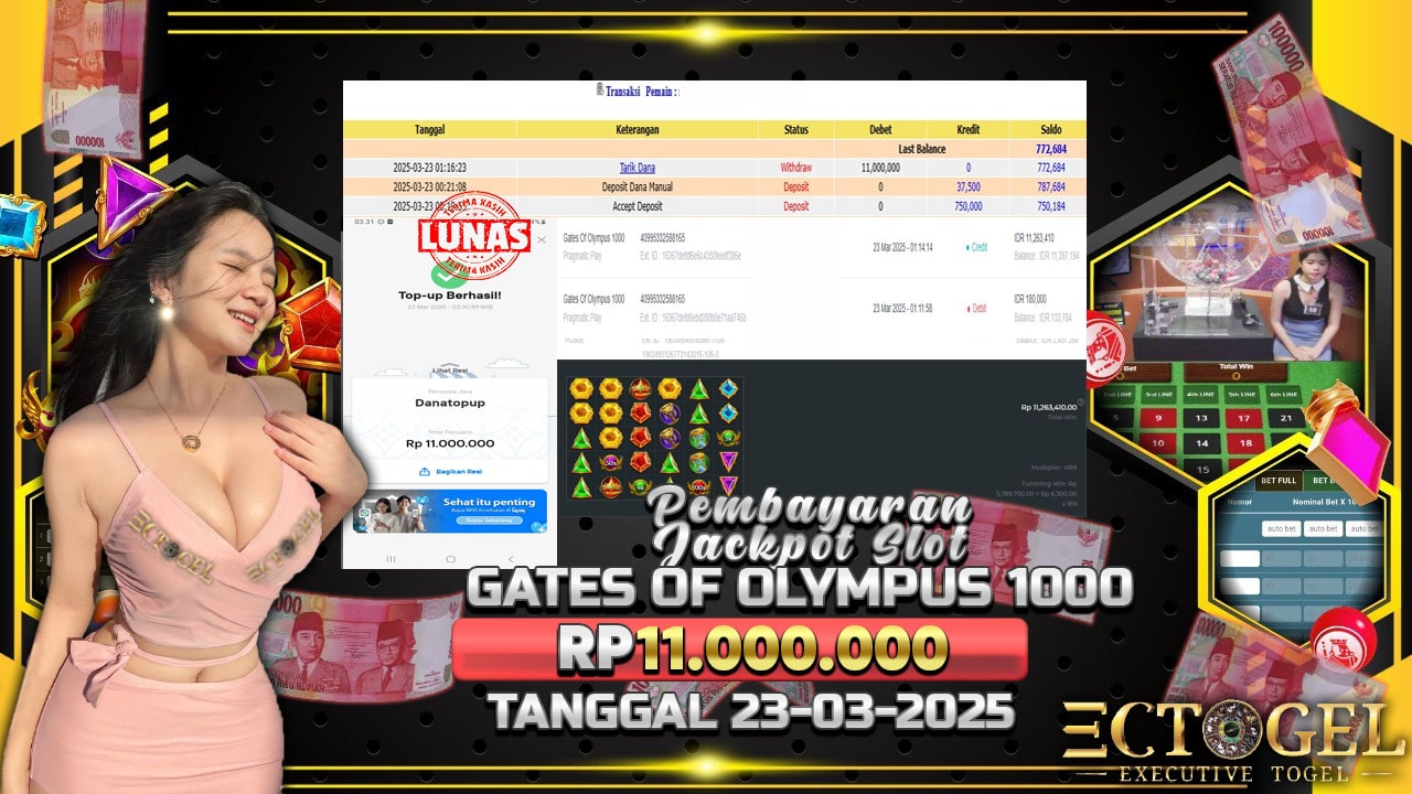 BUKTI JACKPOT SLOT GATES OF OLYMPUS 1000 TERPERCAYA DI INDONESIA TGL 23-03-2025