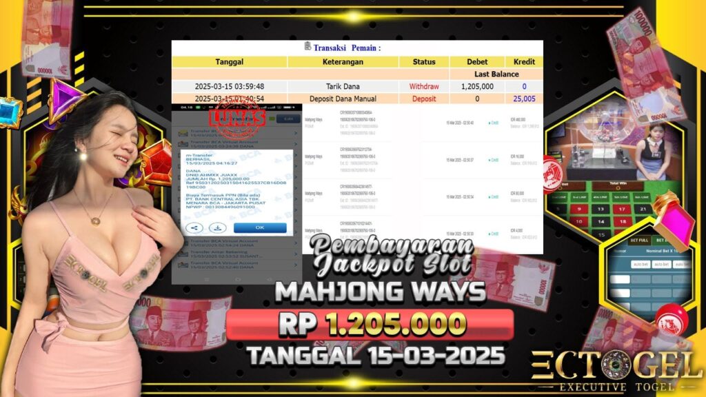 BUKTI JACKPOT SLOT MAHJONG WAYS TERPERCAYA DI INDONESIA TGL 15-03-2025