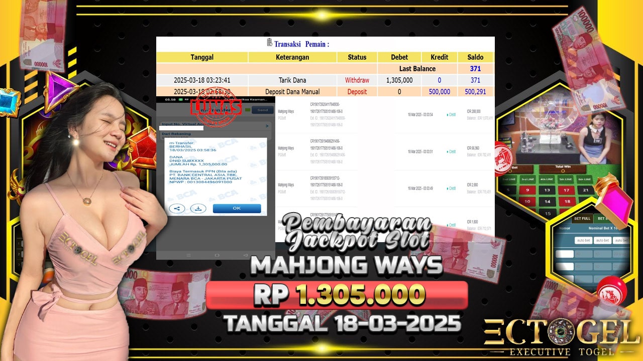 BUKTI JACKPOT SLOT MAHJONG WAYS TERPERCAYA DI INDONESIA TGL 18-03-2025