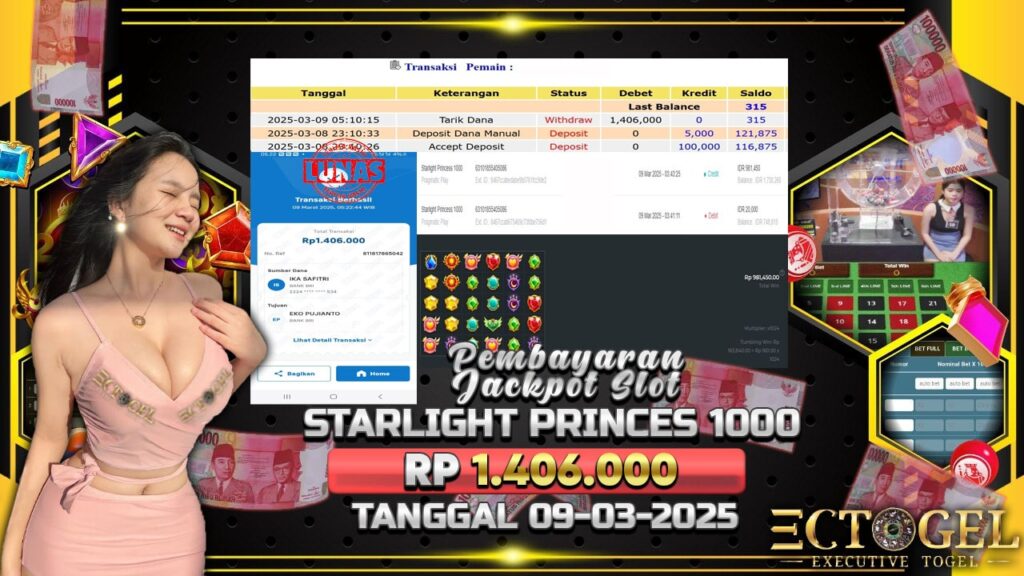 BUKTI JACKPOT SLOT STARLIGHT PRINCES 1000 TERPERCAYA DI INDONESIA TGL 09-03-2025