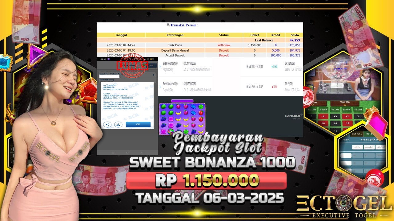 BUKTI JACKPOT SLOT SWEET BONANZA 1000 TERPERCAYA DI INDONESIA TGL 06-03-2025