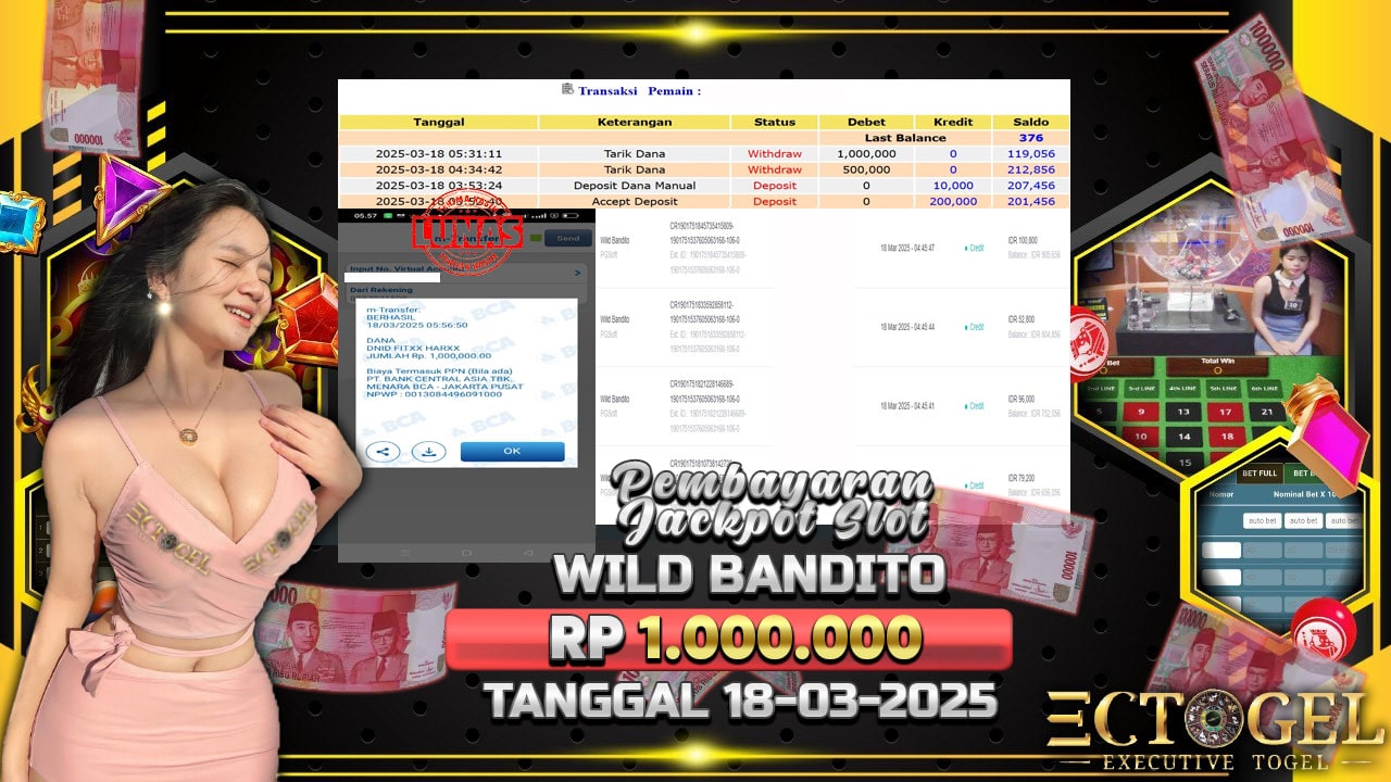 BUKTI JACKPOT SLOT WILD BANDITO TERPERCAYA DI INDONESIA TGL 18-03-2025