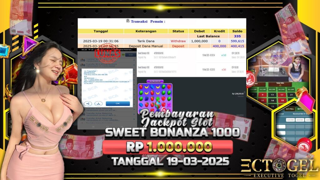 BUKTI JACKPOT SLOT SWEET BONANZA 1000 TERPERCAYA DI INDONESIA TGL 19-03-2025