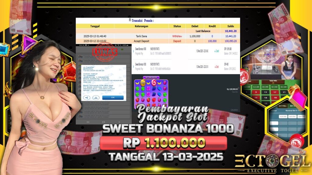 BUKTI JACKPOT SLOT SWEET BONANZA 1000 TERPERCAYA DI INDONESIA TGL 13-03-2025