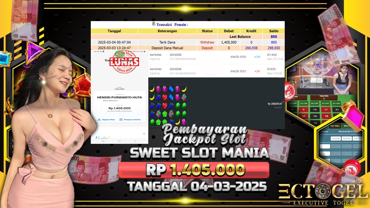 BUKTI JACKPOT SLOT SWEET SLOT MANIA TERPERCAYA DI INDONESIA TGL 04-03-2025