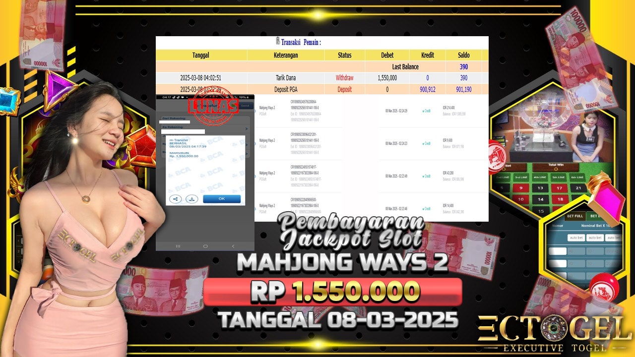 BUKTI JACKPOT SLOT MAHJONG WAYS 2 TERPERCAYA DI INDONESIA TGL 08-03-2025