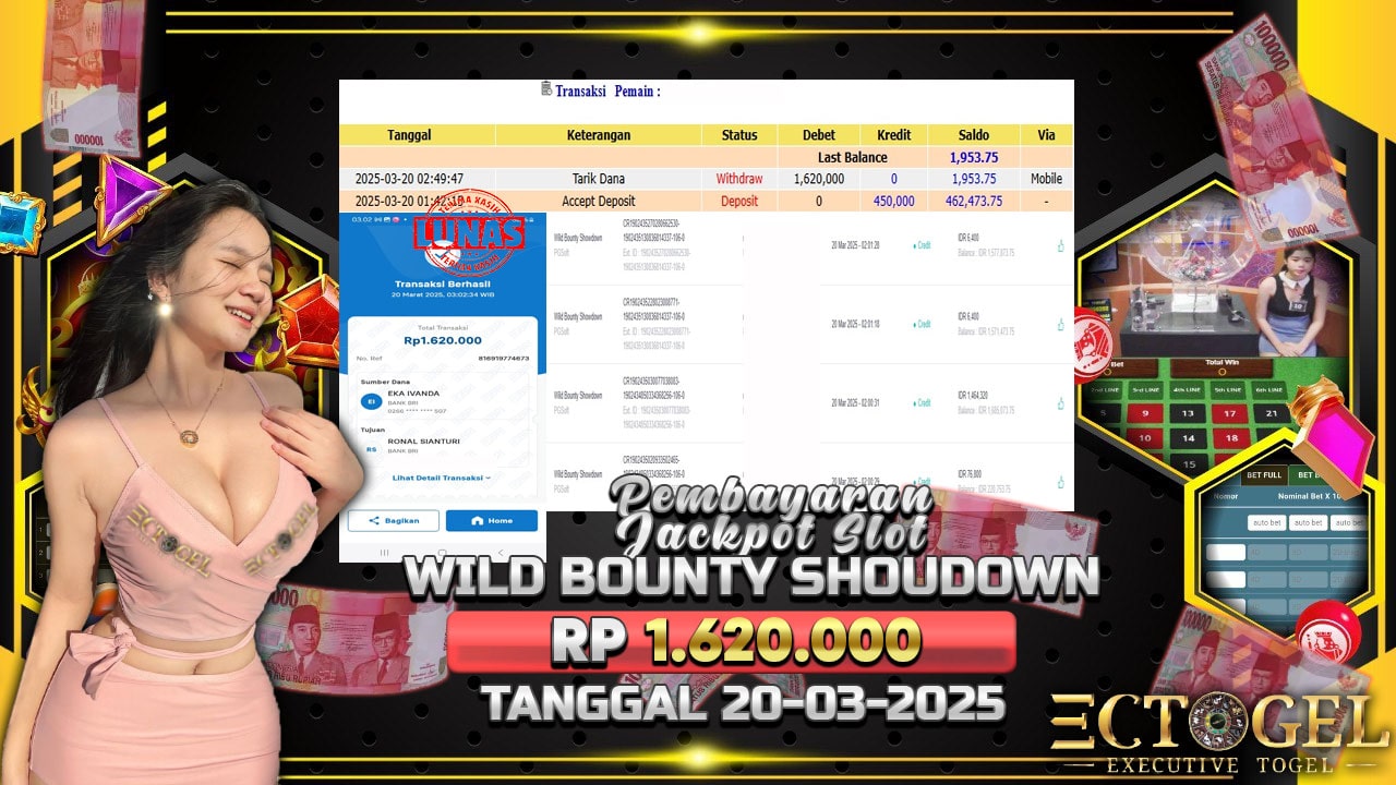 BUKTI JACKPOT SLOT WILD BOUNTY SHOWDOWN TERPERCAYA DI INDONESIA TGL 20-03-2025