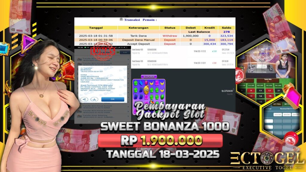 BUKTI JACKPOT SLOT SWEET BONANZA 1000 TERPERCAYA DI INDONESIA TGL 18-03-2025