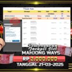 BUKTI JACKPOT SLOT MAHJONG WAYS TERPERCAYA DI INDONESIA TGL 21-03-2025