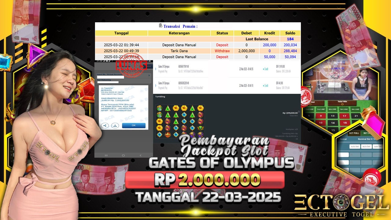 BUKTI JACKPOT SLOT GATES OF OLYMPUS TERPERCAYA DI INDONESIA TGL 22-03-2025