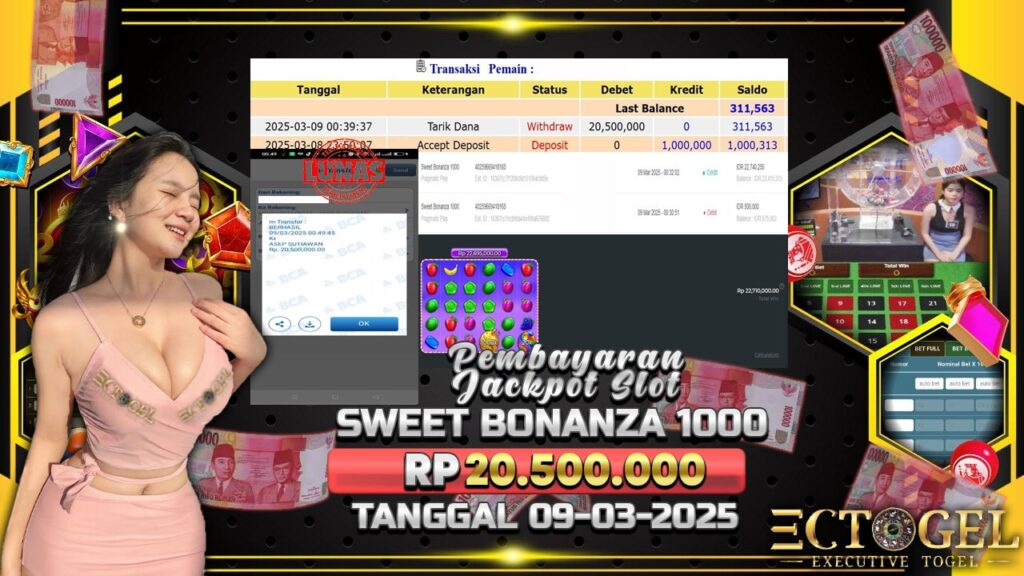 BUKTI JACKPOT SLOT SWEET BONANZA 1000 TERPERCAYA DI INDONESIA TGL 09-03-2025