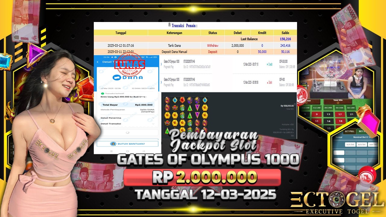 BUKTI JACKPOT SLOT GATES OF OLYMPUS 1000 TERPERCAYA DI INDONESIA TGL 12-03-2025