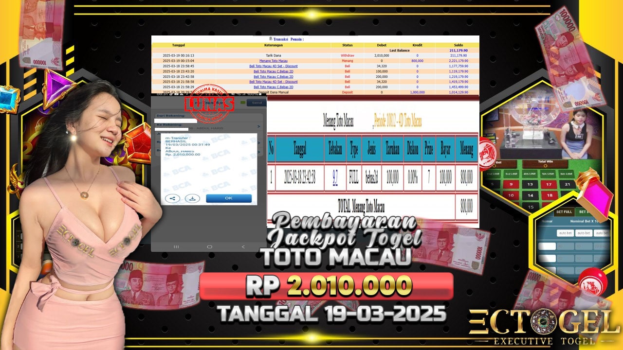 BUKTI JACKPOT TOGEL TOTO MACAU TERPERCAYA DI INDONESIA TGL 19-03-2025