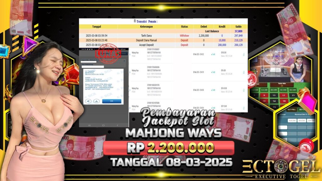 BUKTI JACKPOT SLOT MAHJONG WAYS TERPERCAYA DI INDONESIA TGL 08-03-2025