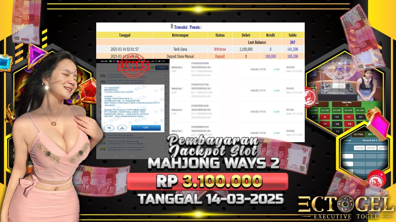 BUKTI JACKPOT SLOT MAHJONG WAYS 2 TERPERCAYA DI INDONESIA TGL 14-03-2025