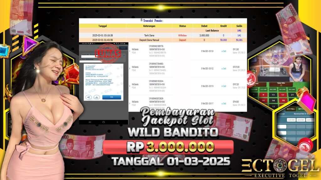 BUKTI JACKPOT SLOT WILD BANDITO TERPERCAYA DI INDONESIA TGL 01-03-2025