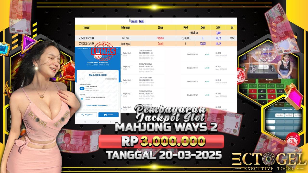 BUKTI JACKPOT SLOT MAHJONG WAYS 2 TERPERCAYA DI INDONESIA TGL 20-03-2025