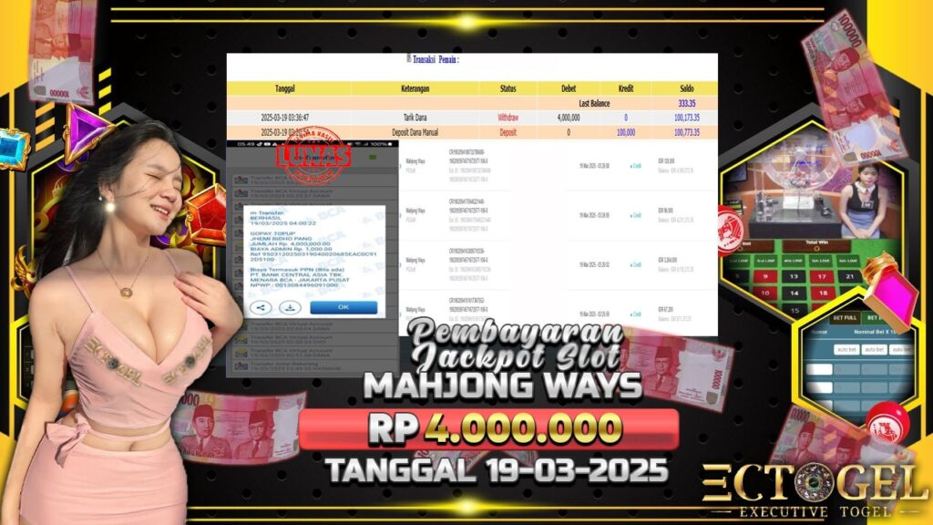 BUKTI JACKPOT SLOT MAHJONG WAYS TERPERCAYA DI INDONESIA TGL 19-03-2025