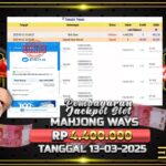 BUKTI JACKPOT SLOT MAHJONG WAYS TERPERCAYA DI INDONESIA TGL 13-03-2025