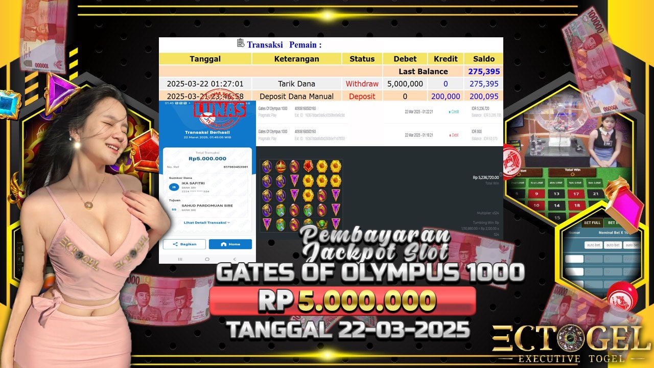 BUKTI JACKPOT SLOT GATES OF OLYMPUS TERPERCAYA DI INDONESIA TGL 22-03-2025