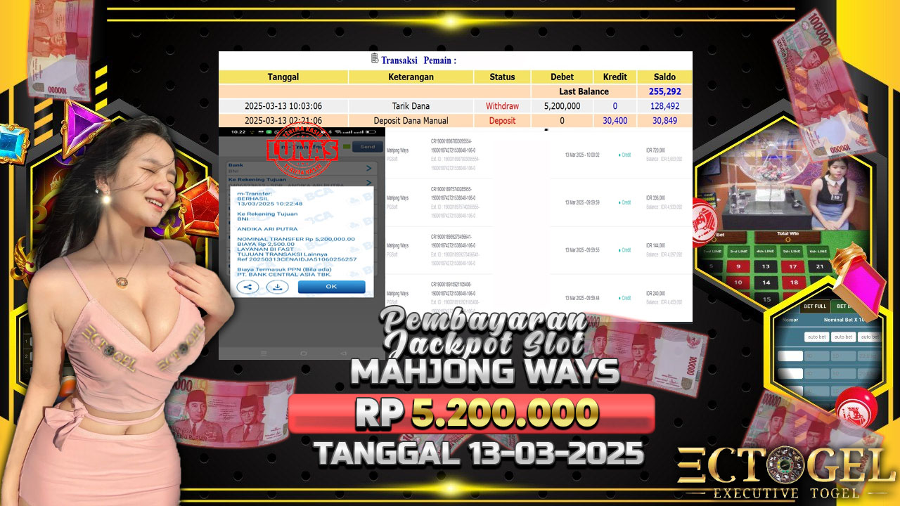 BUKTI JACKPOT SLOT MAHJONG WAYS TERPERCAYA DI INDONESIA TGL 13-03-2025