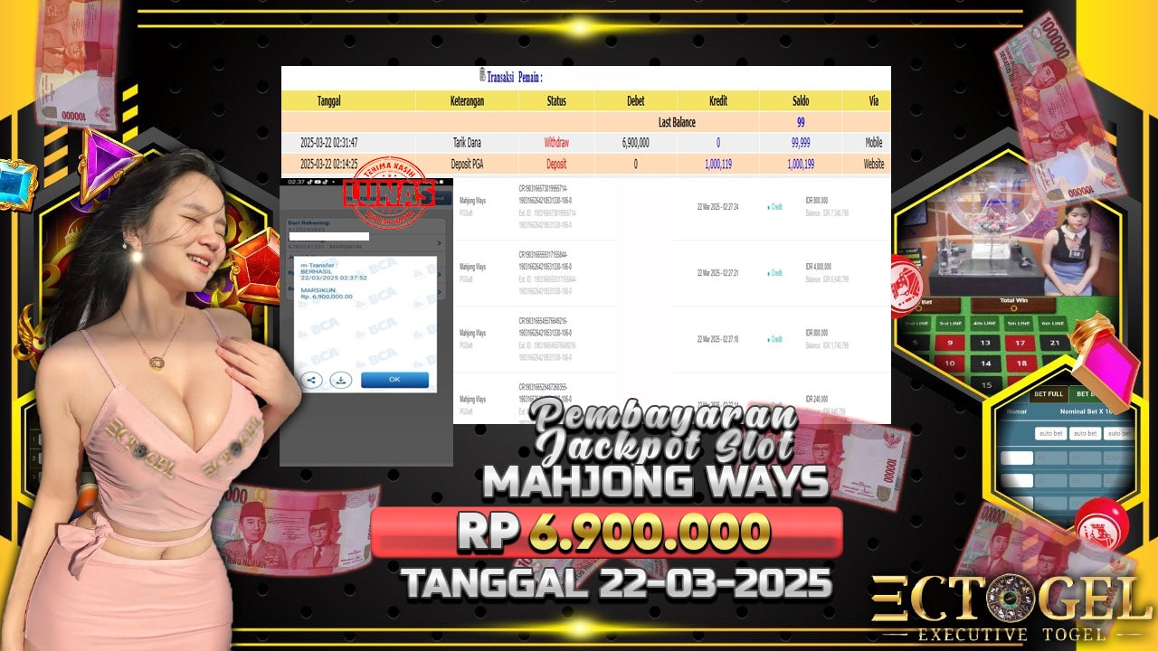 BUKTI JACKPOT SLOT MAHJONG WAYS TERPERCAYA DI INDONESIA TGL 22-03-2025