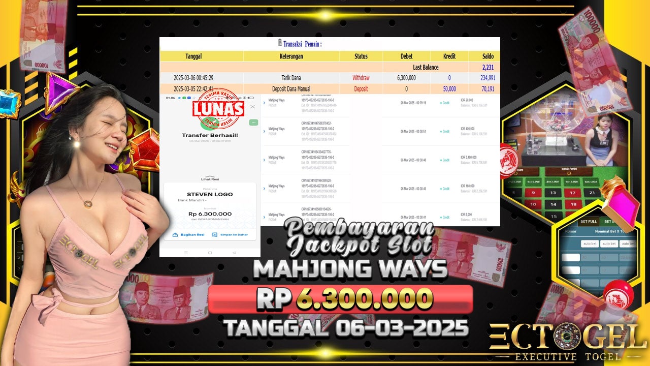 BUKTI JACKPOT SLOT MAHJONG WAYS TERPERCAYA DI INDONESIA TGL 06-03-2025