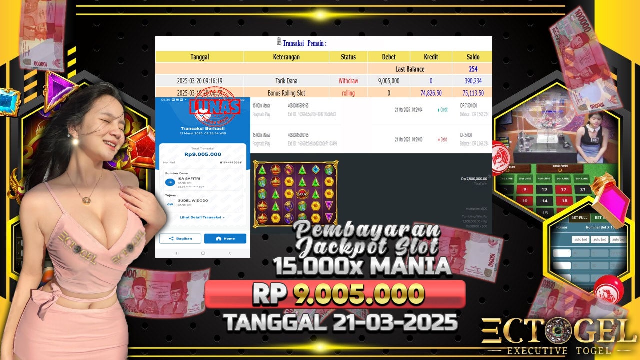 BUKTI JACKPOT SLOT 15.000x MANIA SHOWDOWN TERPERCAYA DI INDONESIA TGL 21-03-2025